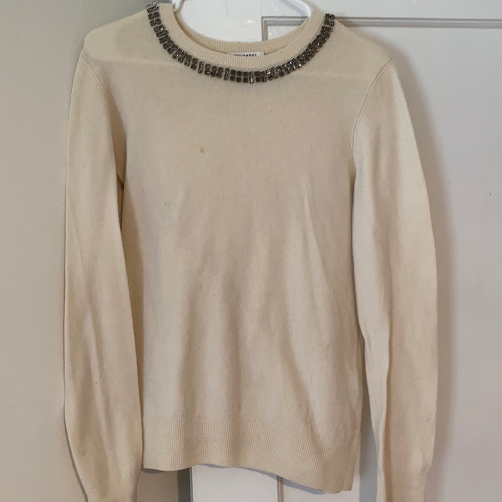 Equipment cashmere blend jeweled sweater